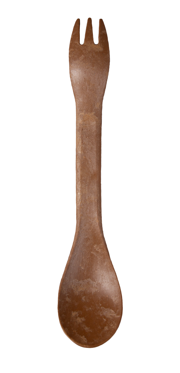 Ruskea spork ylhäältäpäin kuvattuna