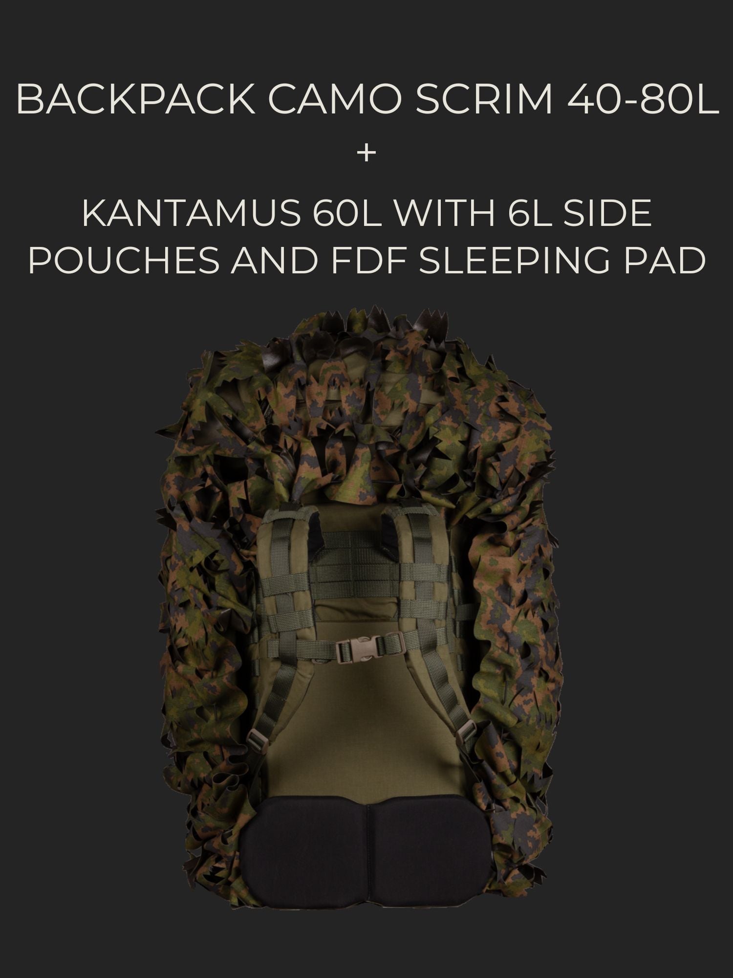 Backpack camo scrim, 40-80L