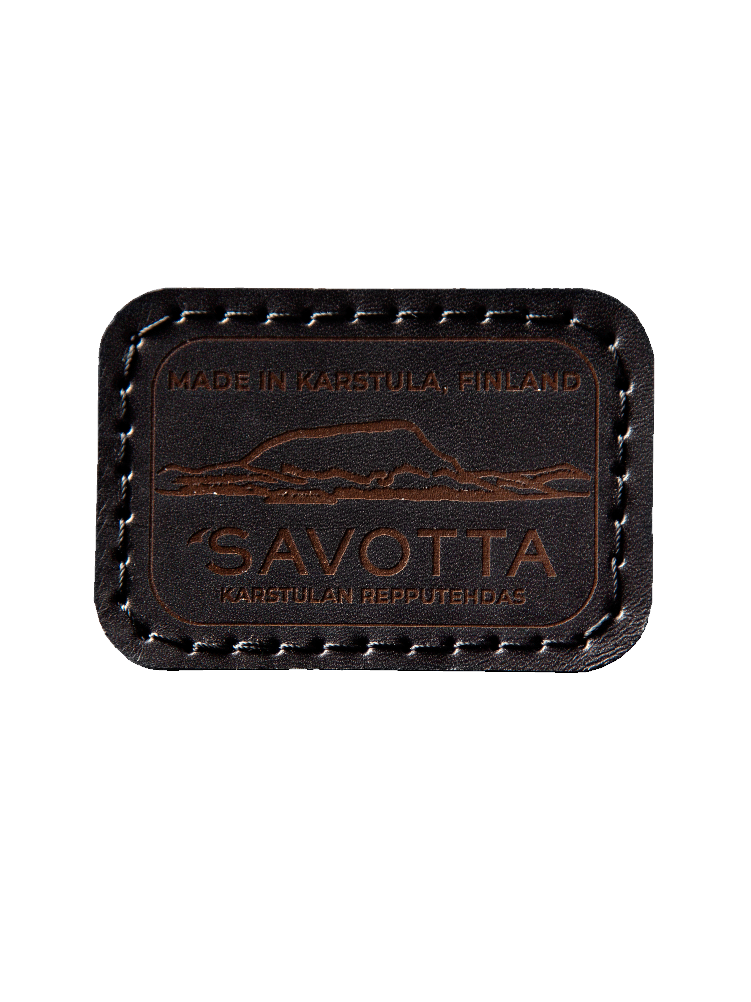 Black Savotta leather patch featuring Salla mountain