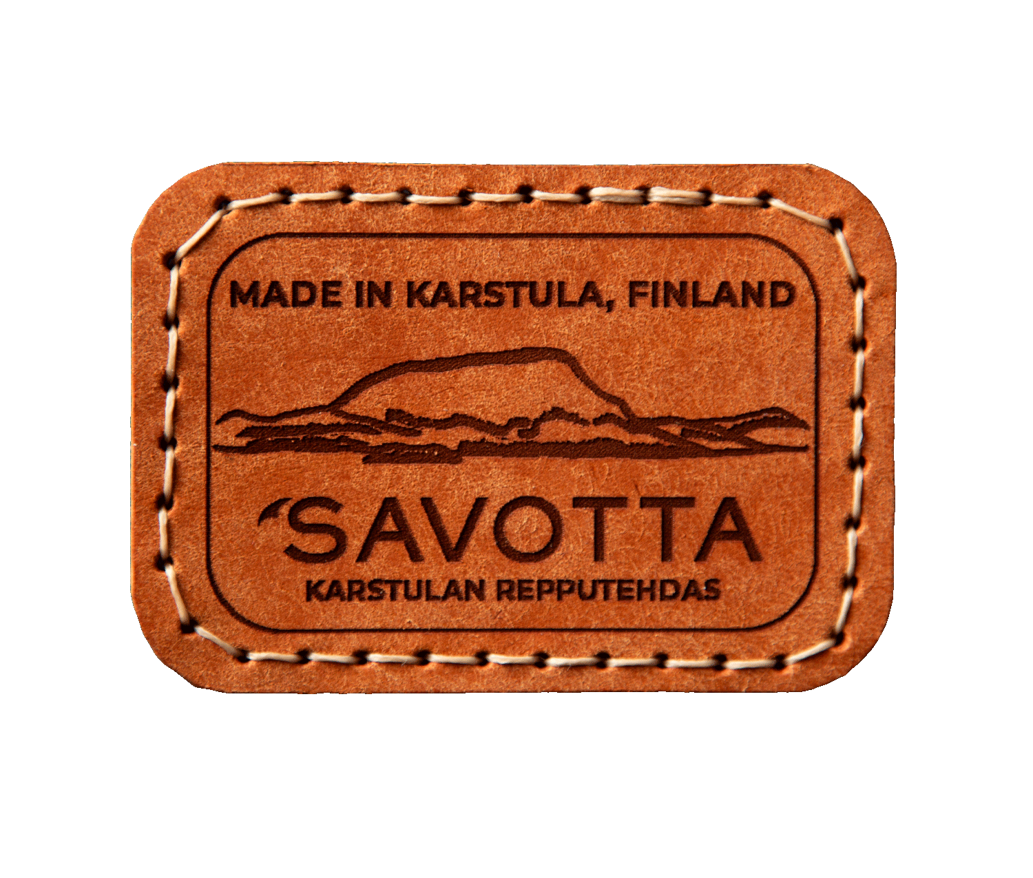 Brown Savotta leather patch featuring Salla mountain