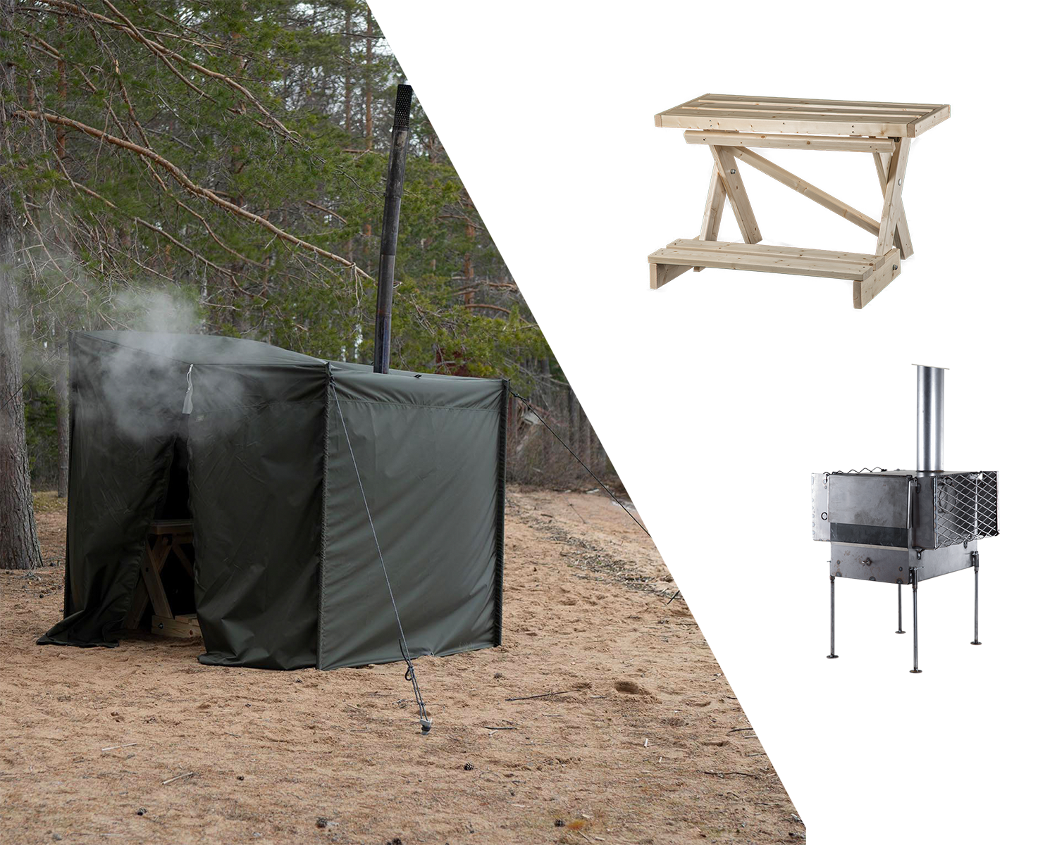 Hiisi 2 sauna tent bundle