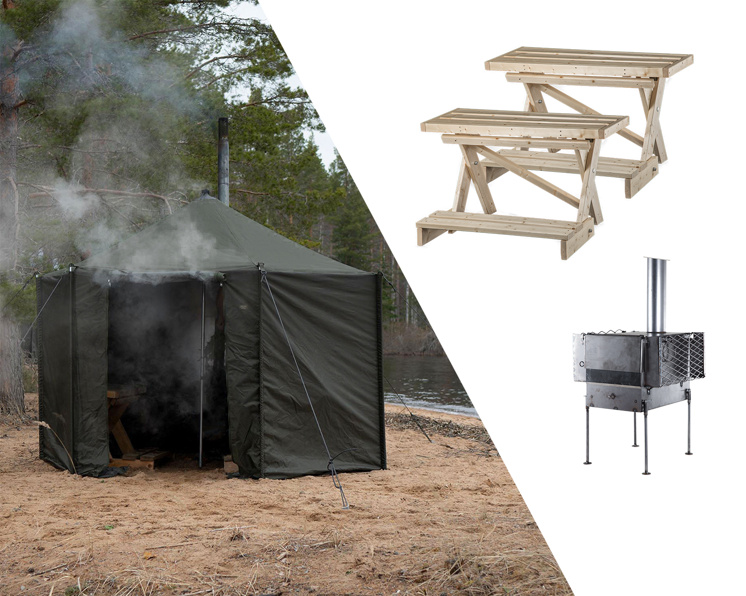 Hiisi 4 sauna tent bundle