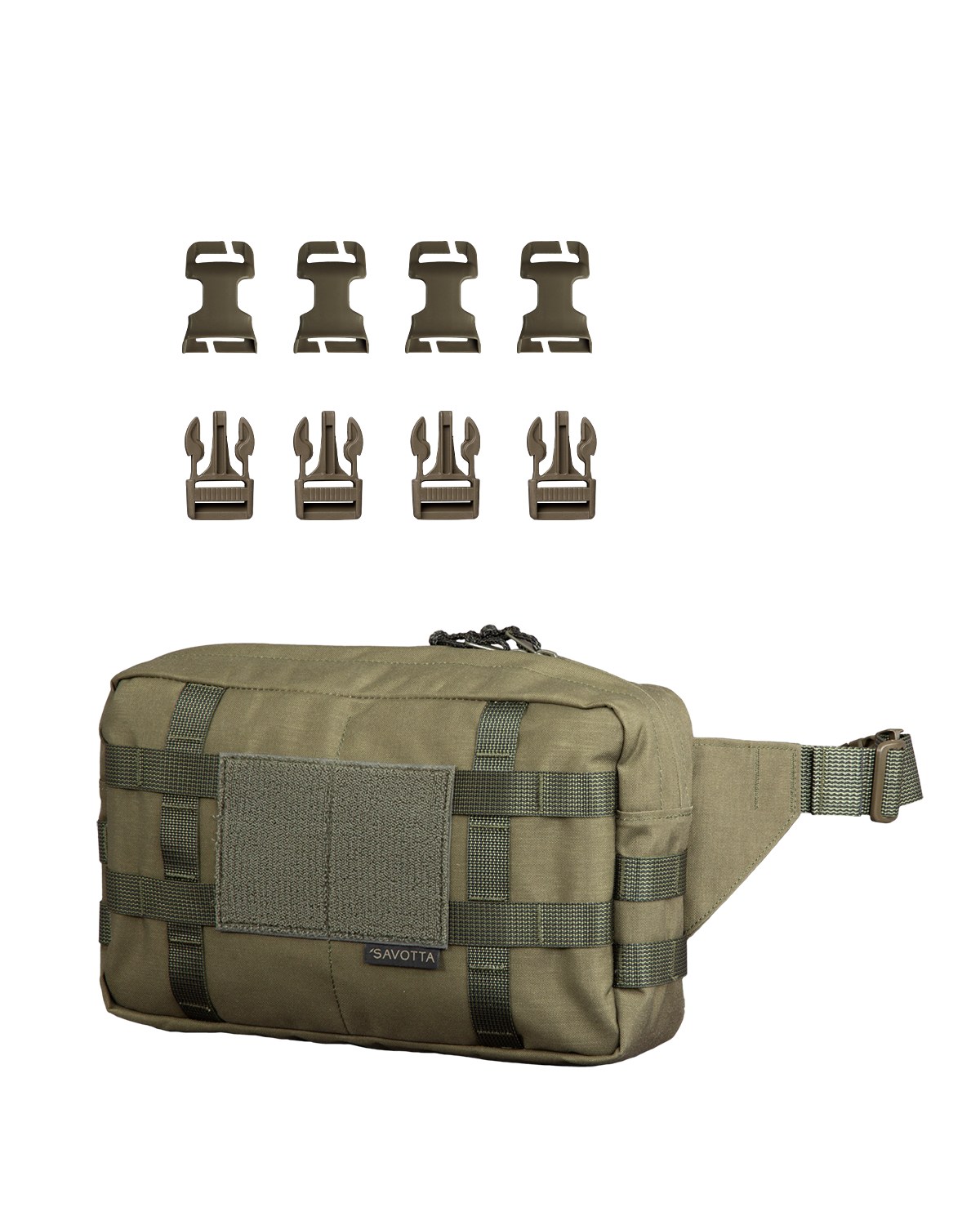 Savotta Askare hip pack backpack attachment bundle in a green variant