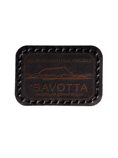 Black Savotta leather patch featuring Salla mountain