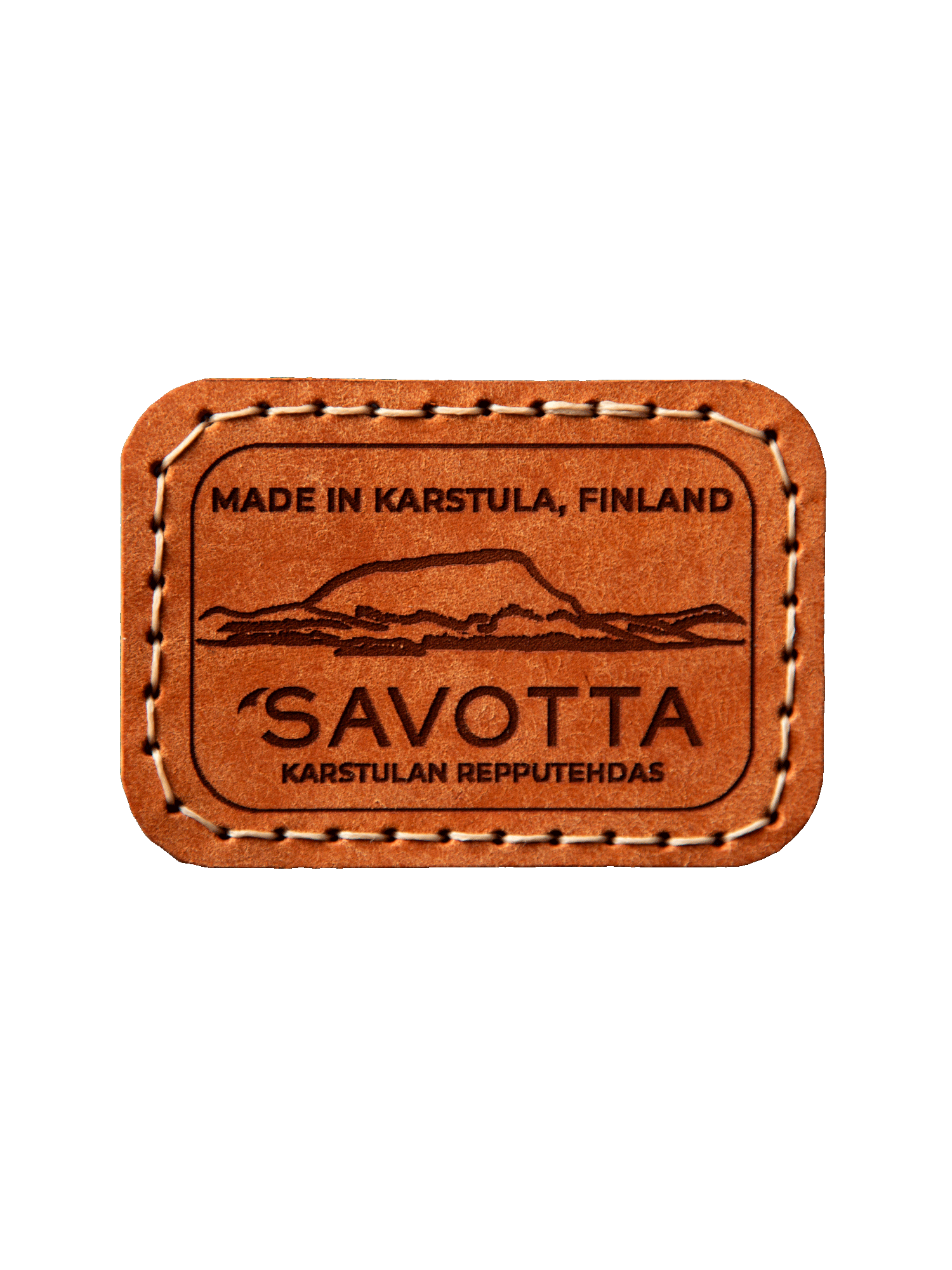 Brown Savotta leather patch featuring Salla mountain