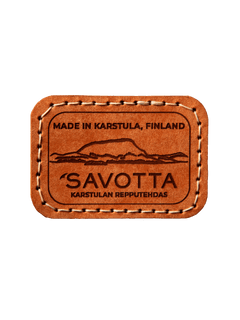Brown Savotta leather patch featuring Salla mountain