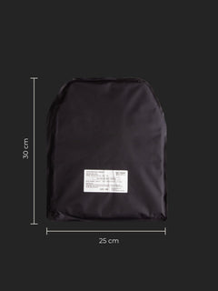 Savotta Sioen 25x30cm NIJ IIA panel and dimensions on a black background