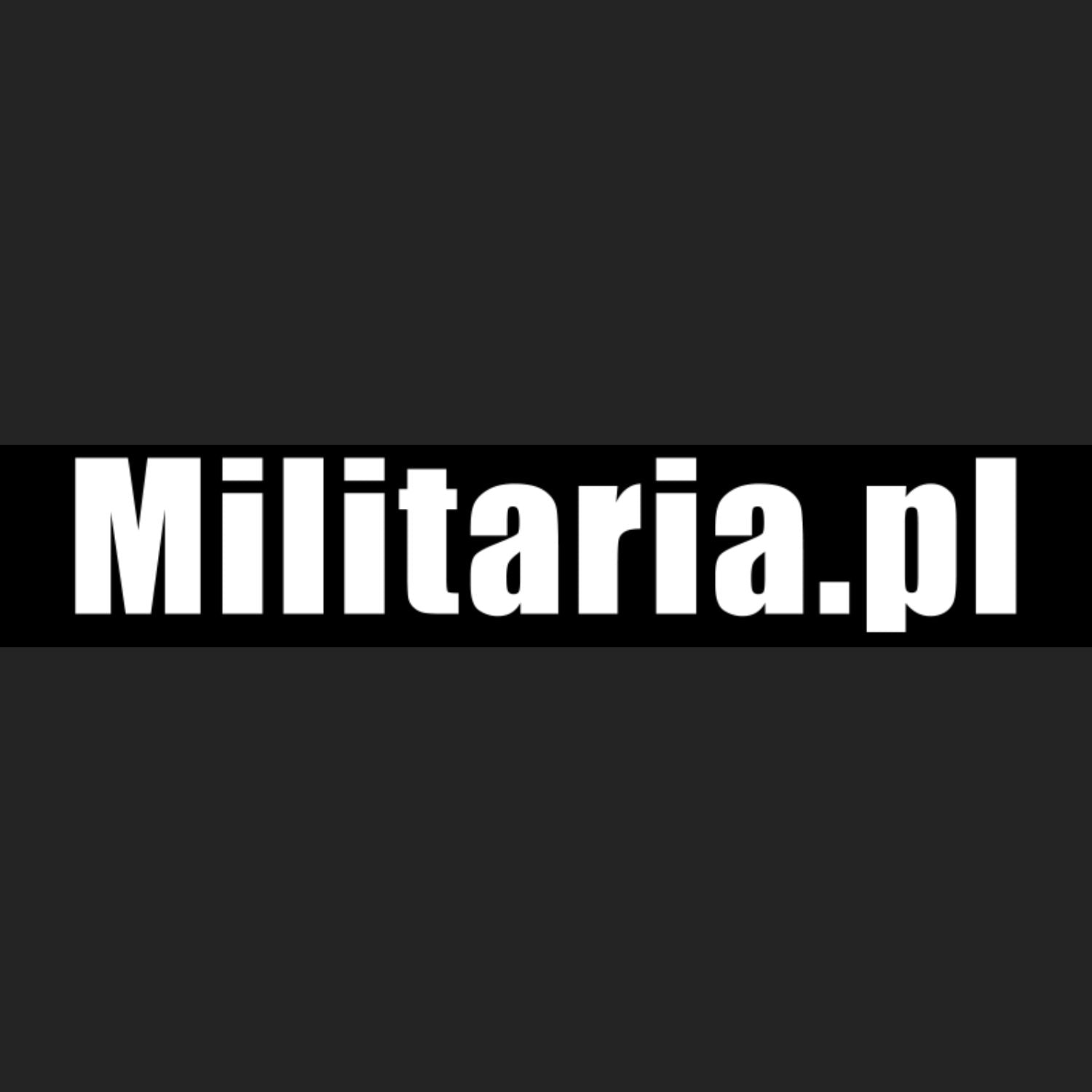 Black banner with 'Militaria.pl' text on a black background